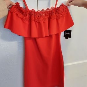 Red mini dress. by & by